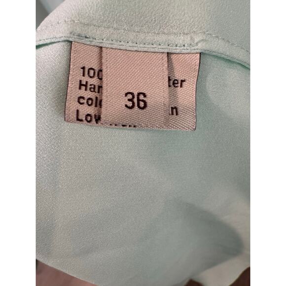 Women's Teal Gown Dress Short Sleeve Chiffon Split Open Back Size 36 - Picture 7 of 8